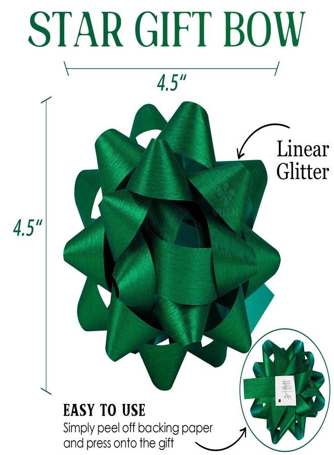 MEEDEE 4.5 inch Green Linear Glitter Gift Bow Self Adhesive Bow for Holiday, Everyday, All-Occasion, Gift Wrapping Paper, Bags and Boxes Decorations (12 Counts) - Image 2